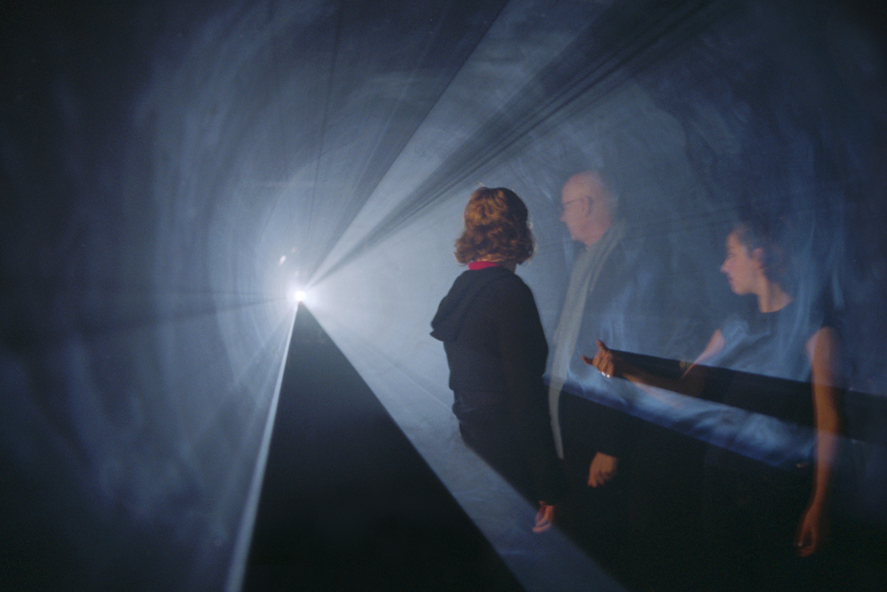 Anthony McCall, Line Describing a Cone, during the twenty-fourth minute. Installation view, "Into the Light: The Projected Image in American Art 1964-1977,” Whitney Museum of American Art, 2001. Photo by Hank Graber.